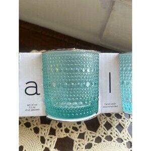 NEW Halo Teal Hobnail Shot Votive Glasses